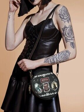 Lettoria Vegan Leather Circular Round Crossbody Handbag.